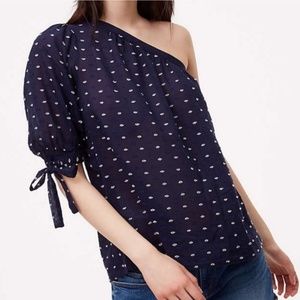 Navy Loft one shoulder blouse